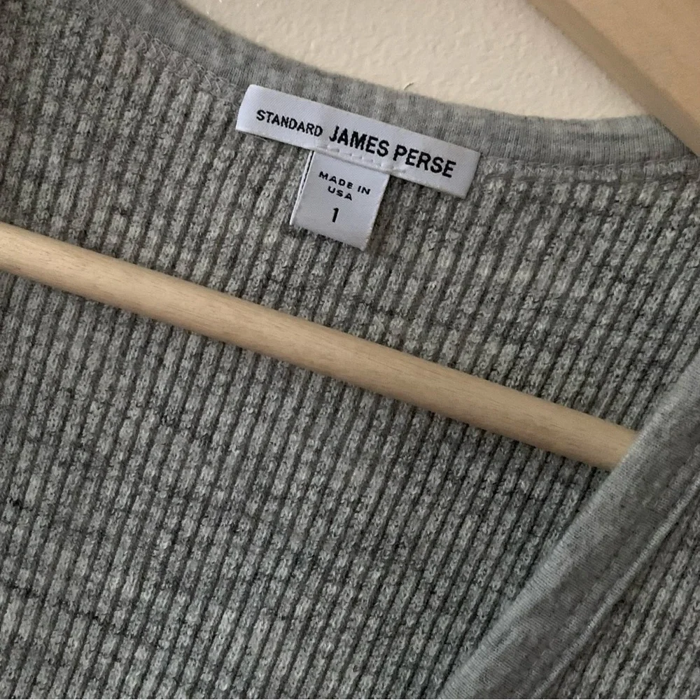 Standard James Perse • 1 (S) • Ribbed V-Neck Midi Sweater Tank Dress Grey - Picture 2 of 4